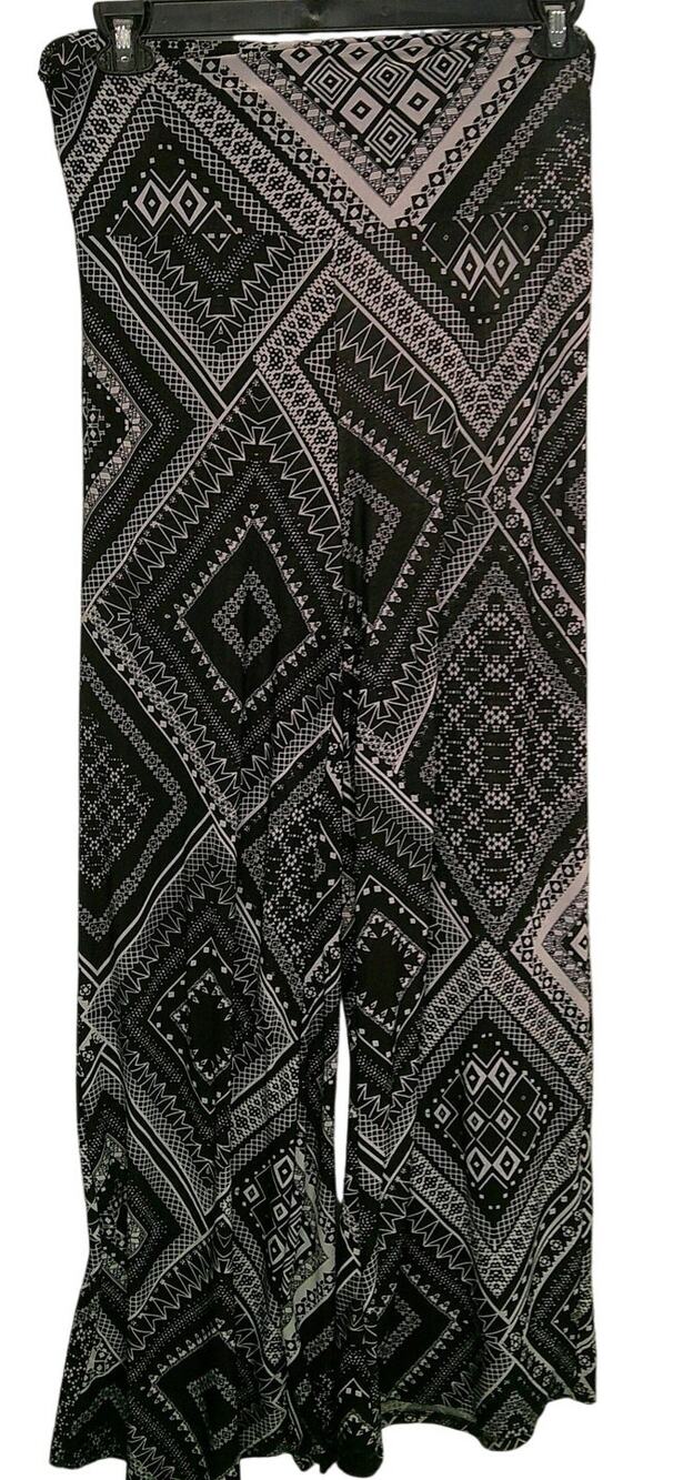 Honey & Lace Black & White Bell Bottom Pants Polyester Spandex Women's Medium